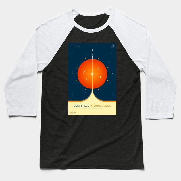 NASA Atomic Clock Mission Orange Baseball T-Shirt by RockettGraph1cs